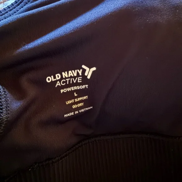 Old Navy Black Ribbed Powersoft Sports Bra L – Padded Activewear Top Bra - Picture 5 of 5